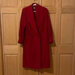 Vintage Wool Red Trench Coat for Women